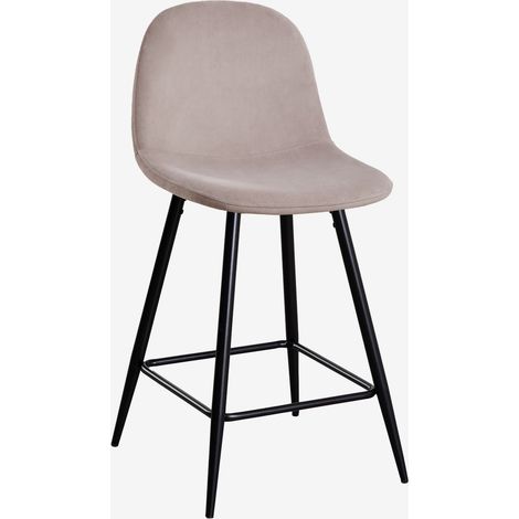 SKLUM Packung mit 2 hohen Hockern aus Glamm-Samt ↑65 cm Grau Taupe Schwarz (1/5)