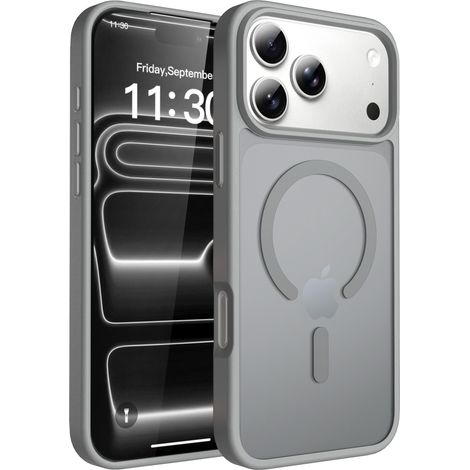 Coque transparente grise Magsafe pour iPhone 17 Pro Max (1/2)