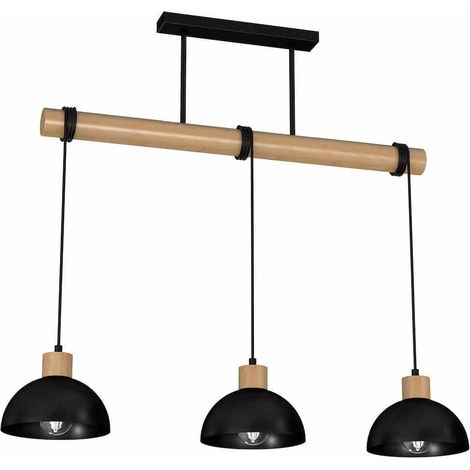 Suspension ERIK noire/bois 3xE27 (1/5)