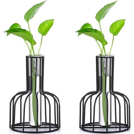 Cadre en métal, vase doré, vase en forme de tube à essai pour plantes hydroponiques, vase à bourgeons pour la décoration de la maison, de la cuisine ou du bureau. (1/5)