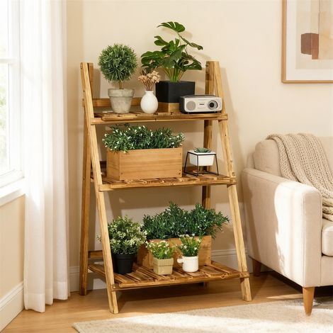 Étagère de Rangement Pliable - 60x37x93cm - Porte-Plantes Design Échelle à 3 Niveaux - Marron (1/5)
