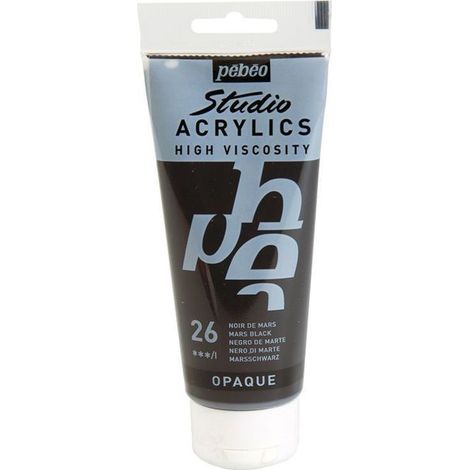 Peinture Acrylique - Pébéo - Studio - Noir de Mars - 100 ml - Satiné - Professionnel
