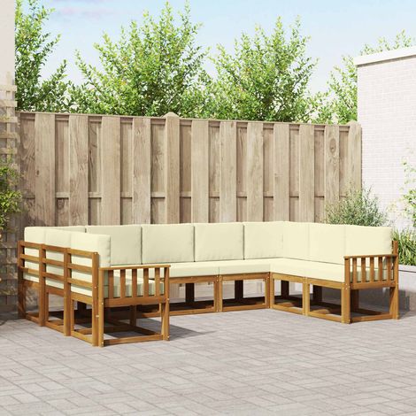 vidaXL Outdoor-Sofagarnitur mit Kissen 9 pcs Natur und Creme (1/5)