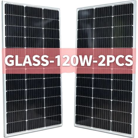 Pannello solare, alta efficienza, struttura resistente, vetro - 120W - 2 pezzi (1/5)