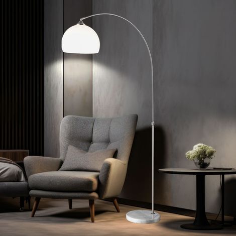 Lampada ad arco lampada da terra con base in marmo lampada ad arco con funzione telescopica bianca, regolabile in altezza, 1x E27, base DM 29 cm altezza totale 141-196 cm