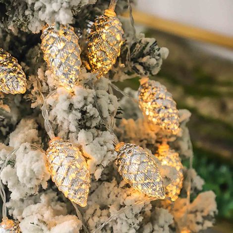 Guirlande Lumineuse - Pommes De Pin En Plastique - 200 Cm - Alimentée Par 2 Piles AA - Décoration De Noël Pour Cheminée Et Intérieur (1/5)