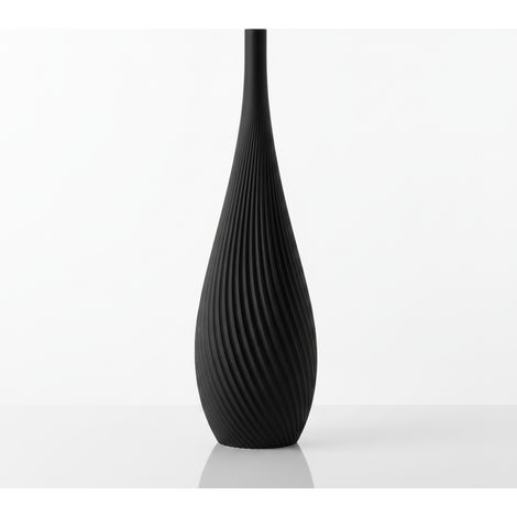 Vaso decorativo a forma di goccia a spirale, nero, design moderno (1/3)