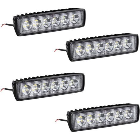 4 X 18W LED phares de travail barre lumineuse phare de travail - LED feux auxiliaires IP67 aluminium pour réflecteur tracteur agricole tout terrain- (1/5)