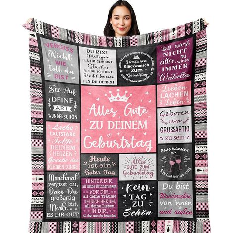 Cadeau Anniversaire Femme, Idee Cadeau Femme, Cadeau Femme Original Utile, Cadeau Anniversaire Maman/Amie/Soeur/Fille/Mamie/Copine/Collègue, Happy Birthday, Cadeau Femme Couverture 130x150CM