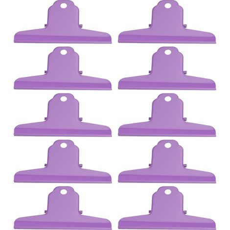 10 agrafes métalliques polyvalentes, pinces de bureau électroplaquées antirouille, grandes pinces à papier violettes pour école et bureau (1/5)