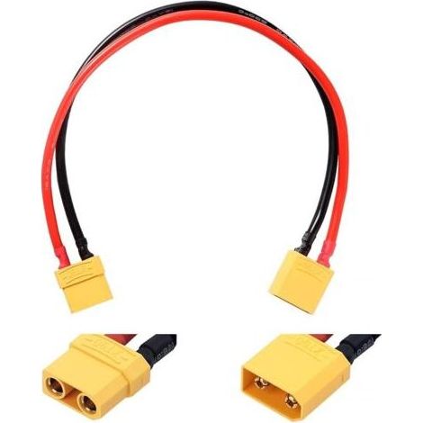Pair Câbles D'extension XT90, XT90 Connecteur Mâle à Femelle avec 30cm 12AWG Câble en Silicone, Câble D'extension Adaptateur XT90, pour Batterie LiPo RC (1/5)