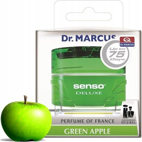 Profumo per auto alla mela verde in gel, in un vasetto da 50 ml.
