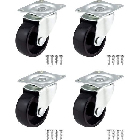 kippen 1610X2 - SET DI 4 RUOTE IN PLASTICA DA MM.50 CON PIASTRA GIREVOLE (1/4)