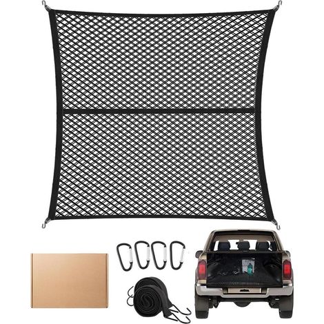 Filet de coffre extensible 120x120cm à 210x210cm, double couche avec sangles et crochets (1/5)