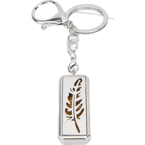 Diffuseur d'Huiles Essentielles Portatif en Acier Inoxydable Pendentif Clé Motif Feuille Ajourée G0304 (1/5)