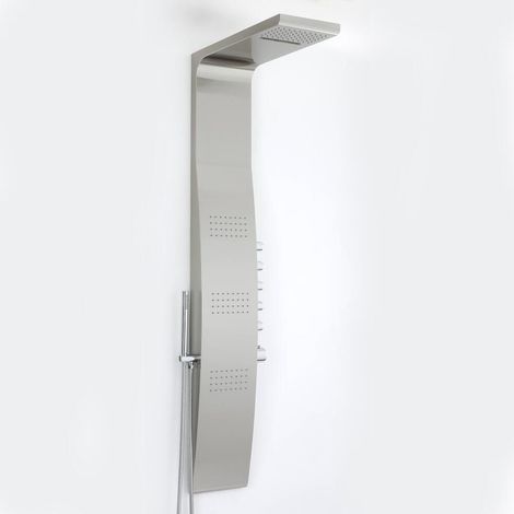 Hudson Reed – Colonne de douche thermostatique multifonction – Finition chromée – Pommeau carré en acier inoxydable – 3 jets hydromassants – Technologie anti-brûlures (1/5)