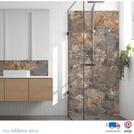 Panneau de douche : Marbre Modena - Couleur Ocre - Alu composite - 90 - 245 (1/3)