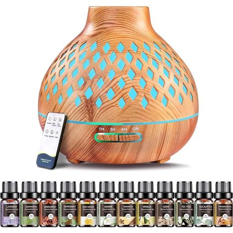 Diffuseur d'huiles Essentielles de Parfum Humidificateur Ultrasonique avec 7 Couleurs Lumières LED Arrêt Automatique pour Maison Yoga Spa (1/5)