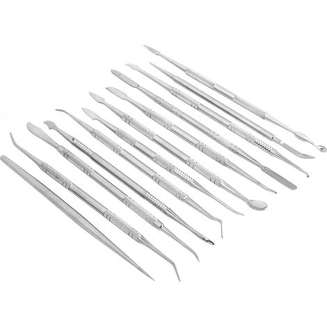 Set de 12 outils de sculpture argile en acier inoxydable, couteaux de modelage crantés pour céramique et poterie, kit d'artisanat. (1/5)