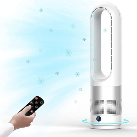 -Ventilateur tour sans pales de 22 pouces, ventilateur de sol oscillant à 80° avec télécommande, écran LED et arrêt automatique, ventilateur silencieux portable pour chambre, maison et bureau (1/4)