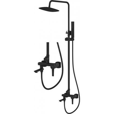 Douche de pluie élégante et glamour - Noir - 138 cm - Douchette réglable - Douche de pluie carrée 22 x 22 cm
