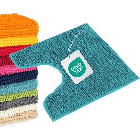 Tapis de Bain Bleu pétrole 45x45 cm découpe Antidérapant (1/5)