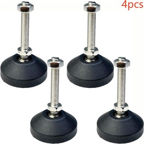 Lot de 4 pieds de meuble réglables en caoutchouc antidérapant, filetage M8, longueur 50 mm, pour tables, chaises et étagères (1/5)