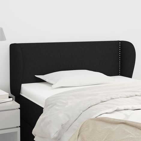 Tête de lit avec oreilles Style Classique Armoire de lit - Noir 103x23x78/88 cm Tissu BV339918 - BonneVie (1/5)