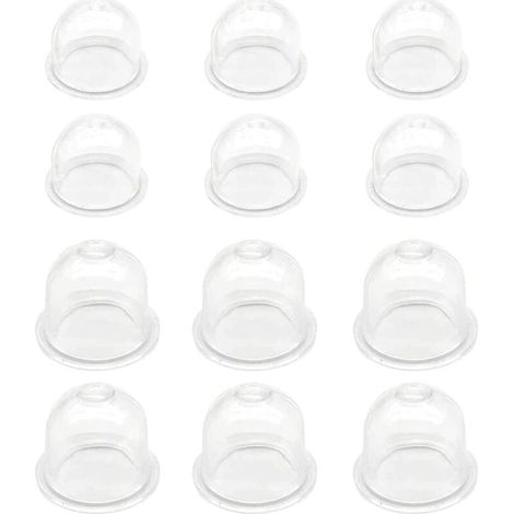 12-teiliges Set weißer Primer-Ballonpumpen (19 mm, 22 mm) für Vergaser, Ölbecher, Zündkappe und Kraftstoffpumpen für Rasenmäher, Freischneider, Benzinsägen und Kettensägen