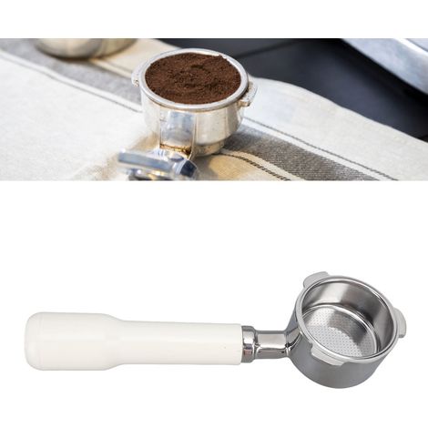 Poignée à trois points en acier inoxydable de 51 mm sans fond, compatible avec les machines à café Donlim/Petrus/Little Bear/NetEase Yanxuan modèle C2, en plastique blanc. (1/5)