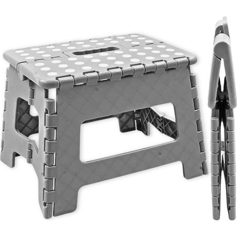 Marchepied Pliable en Plastique - Compact et Sécurisé, charge max 150kg - - Gris (1/4)