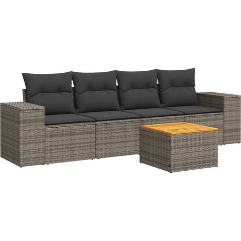 Maison Exclusive - 5-tlg. Garten-Sofagarnitur mit Kissen Grau Pol