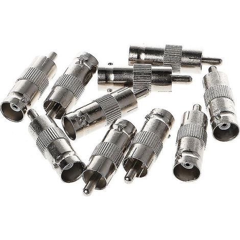 Lot de 10 adaptateurs pour câble coaxial : prise BNC femelle vers prise RCA mâle (1/4)