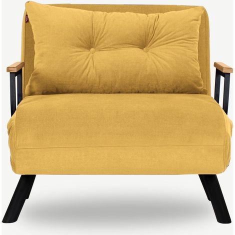 Fauteuil convertible avec dossier réglable en tissu jaune moutarde - Enea