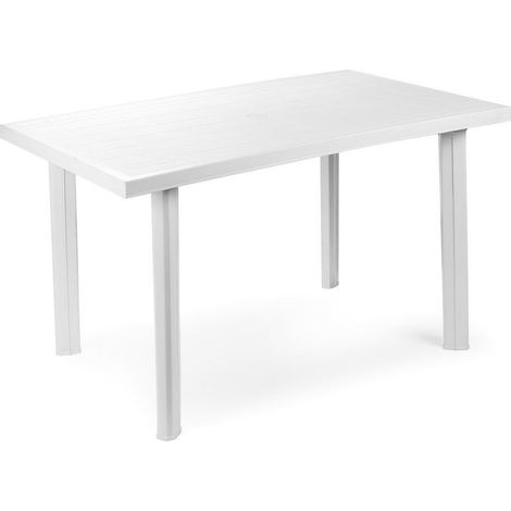 TRADE SHOP - Tavolo Rettangolare Da Giardino Esterno Velo Bianco 126x76x72cm Resistente 008944 -