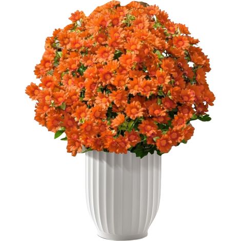 Faux Chrysanthèmes Décoratif Réaliste Imperméable Résistant Aux Intempéries Chrysanthèmes Synthétiques D'Extérieur Coucher De Fleurs D'Automne pour Porche, Terrasse, Jardin, Balcon, (1/5)