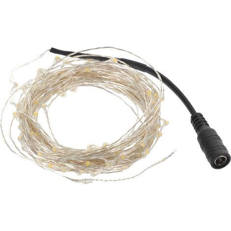 Guirlande lumineuse 12 V CC de 10 m (sur secteur) – Fil de cuivre – Éclairage intérieur/extérieur – Blanc chaud – Idéale pour mariages, Noël, chambres, terrasses et fêtes (1/5)