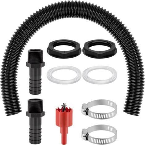 Kit de Raccordement pour citerne de Pluie, Kit Raccord Récupérateur Recuperation Eau de Pluie, Tuyau de raccordement de 50 cm et 2 Embouts de Tuyau, collecteur de Pluie pour Réservoir, Tonneaux (1/5)
