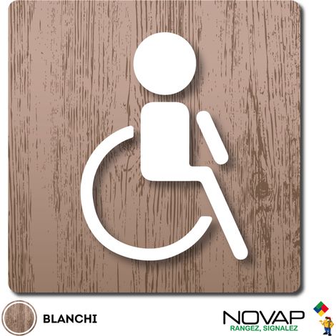 Plaquette Toilettes handicapés - Wood Chêne blanchi 90x90mm - 4360089 (1/2)