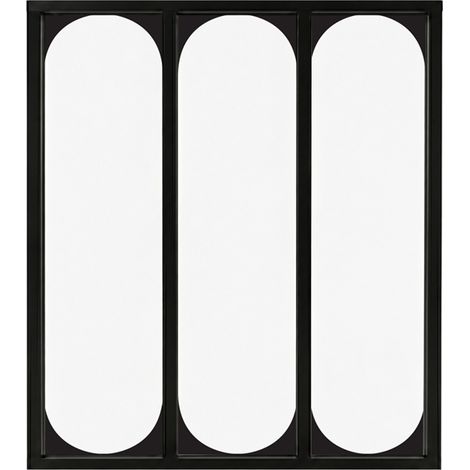 Verrière atelier intérieure aluminium noir 3 vitrages 102 x 117 cm - Décor art déco - Totem - noir et transparent - Verre trempé (1/5)