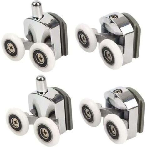 4-piece shower rollers – Double rollers, top and bottom – For glass 4 to 6 mm thick – Diameter 23 mm (1/5)