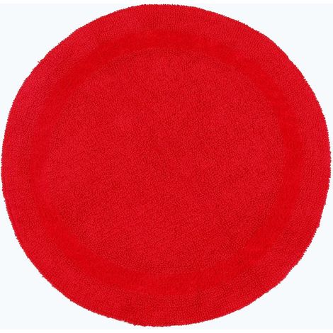 HOMESCAPES Tapis de bain rond en coton, 80 cm – Rouge (1/5)