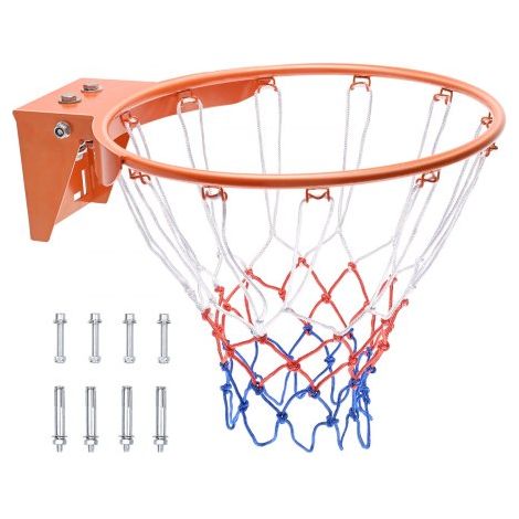 Basketball-Felge, an der Wandtür montierter Basketballkorb, robuster Q235-Basketball-Flex-Rand-Torersatz mit Netz, Standard-18-Zoll-Hänge-Basketballkorb für den Innen- und Außenbereich für Kinder und (1/5)
