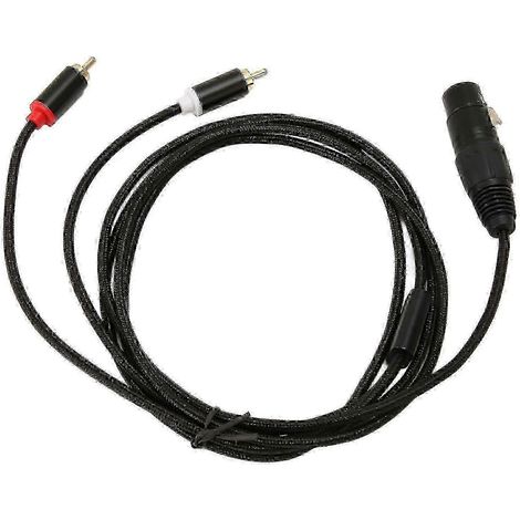 Câble XLR 2025 vers double RCA femelle-mâle, faible perte, silencieux, répartiteur en Y, duplicateur, fil stéréo, cordon d'interconnexion 2 m / 6,6 pi (1/4)