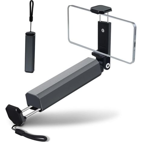 Support de Téléphone Pliable pour Avion, Aluminium Porte-Téléphone pour Voyages, 360° Rotatif, Mini Format de Poche, Handsfree Phone Stand für Table à Plateaux, Voyage Accessoires, Gris (1/5)