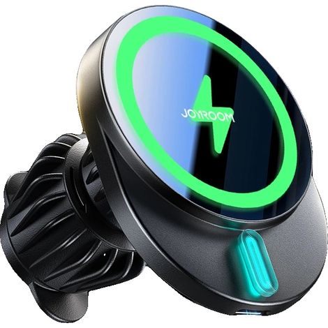 Cargador inalámbrico magnético para coche, carga rápida de 15 W, rotación de 360°, negro. (1/2)