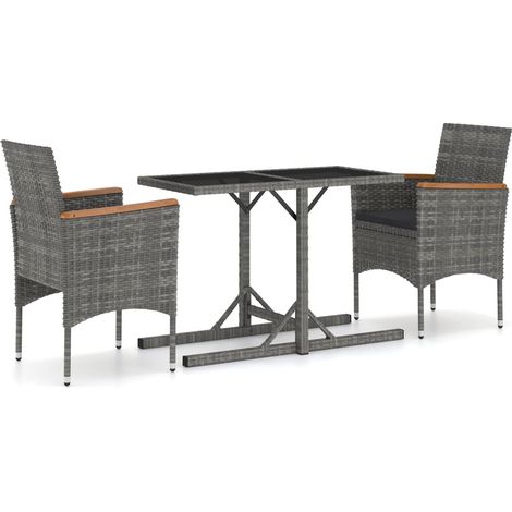 Maison Exclusive - 3-tlg. Garten-Essgruppe Grau