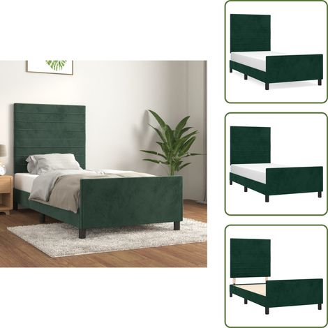 The Living Store Bettgestell ohne Matratze Dunkelgrün 90x190 cm Samt - Samtbettwäsche - Bettsofa - Boxspringbett - Hochbett - Jugendzimmer (1/5)