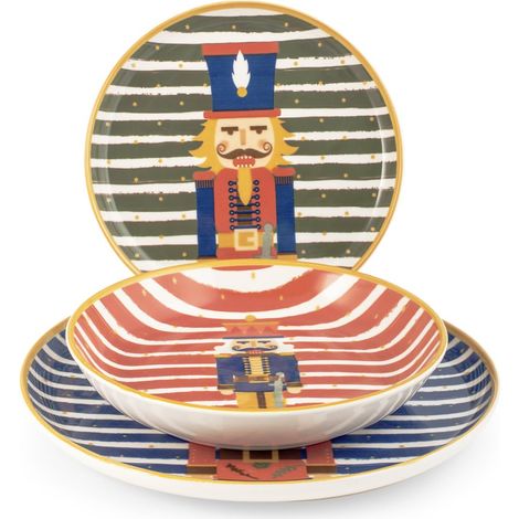 Service de table de Noël 12 pièces Casse-noisette en grès Passe au lave-vaisselle (1/2)