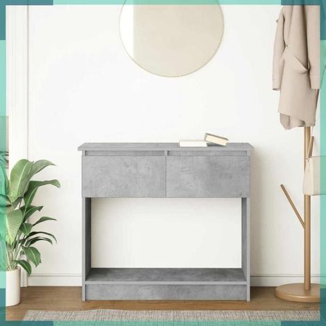 Table console - 861394 - gris béton - 85,5x38,5x74,5 cm - 2 tiroirs (1/5)